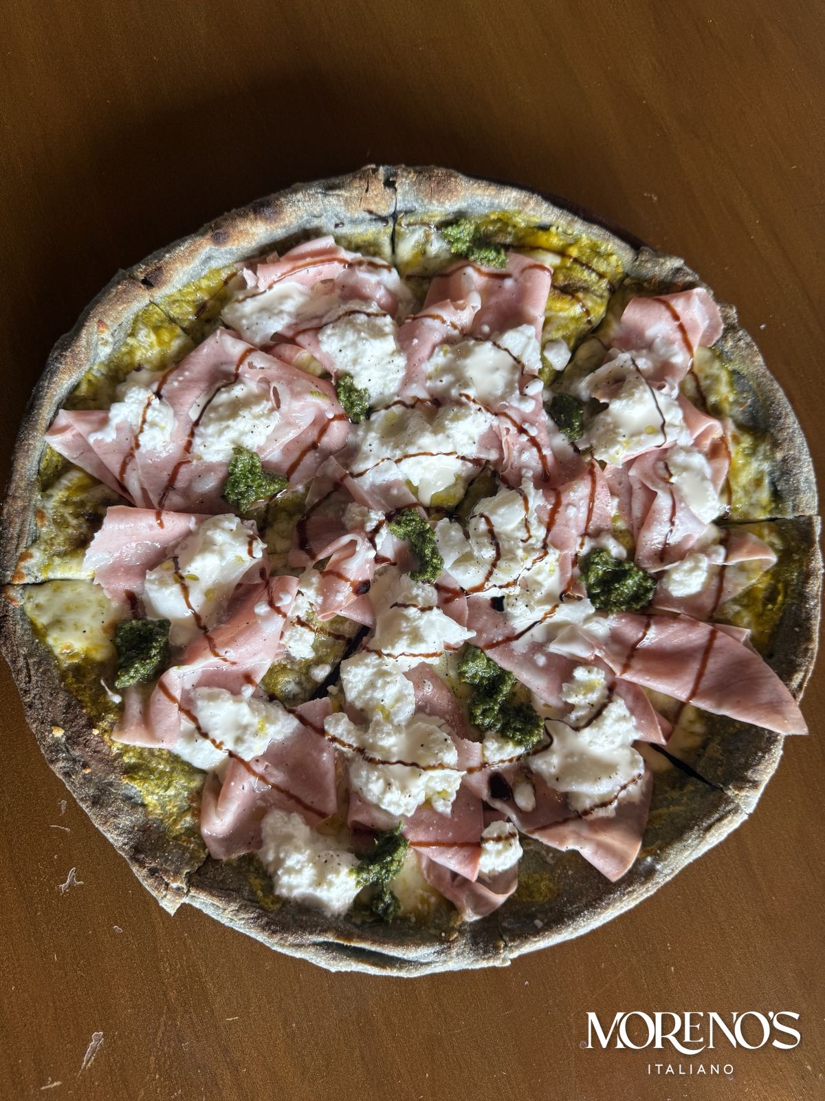 Mortadella and burrata pizza at Moreno's Italiano, Mactan
